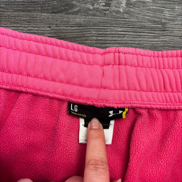 Under Armour UA Pink Womens L Semi Fitted Cold Gear Wide Leg Sweatpants Fleece - Picture 3 of 11